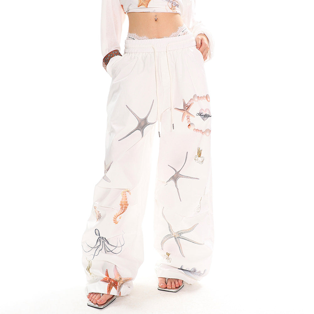 Mermaid Aesthetic Wide-Leg Trousers