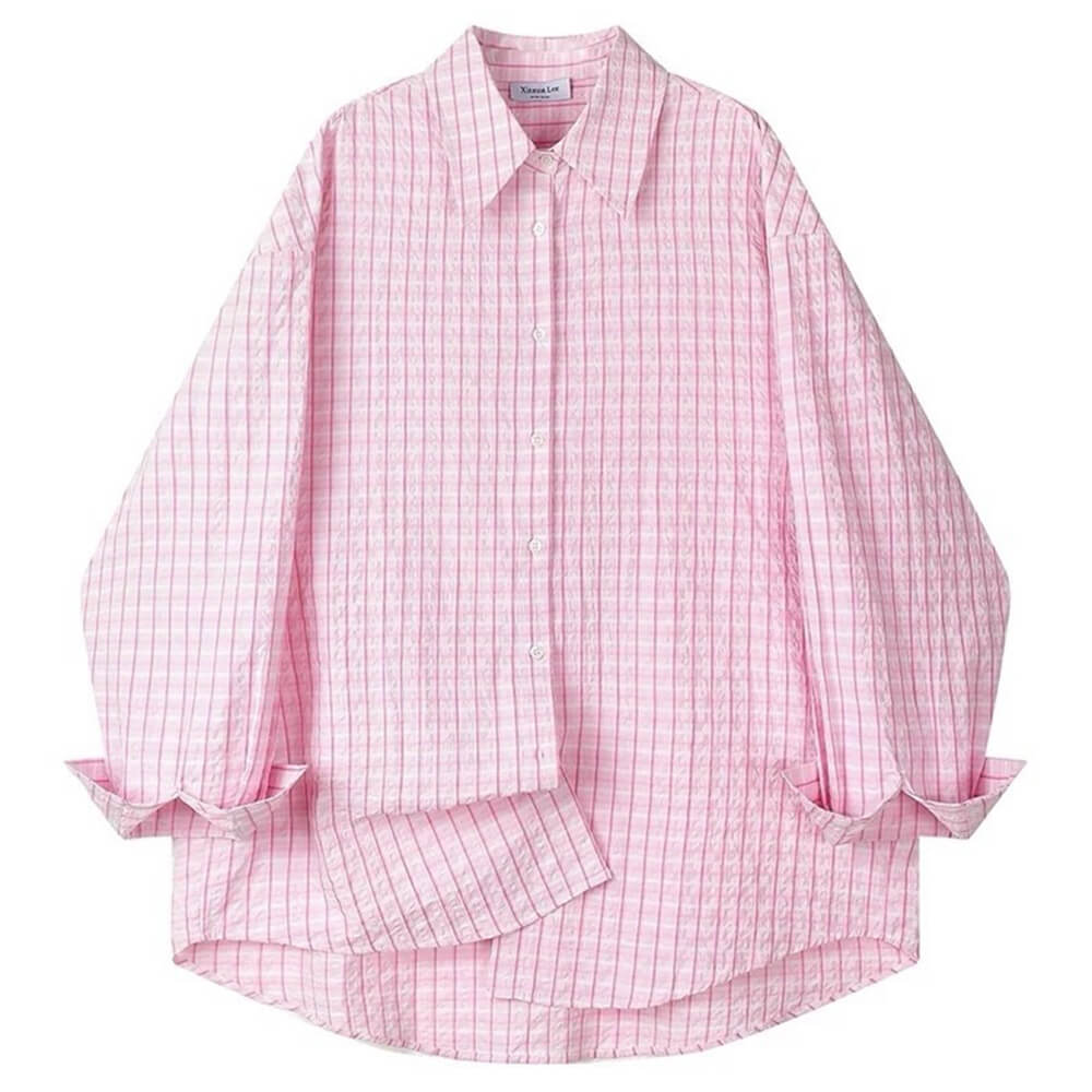 Rue des Fleurs Pastel Plaid Loose Shirt