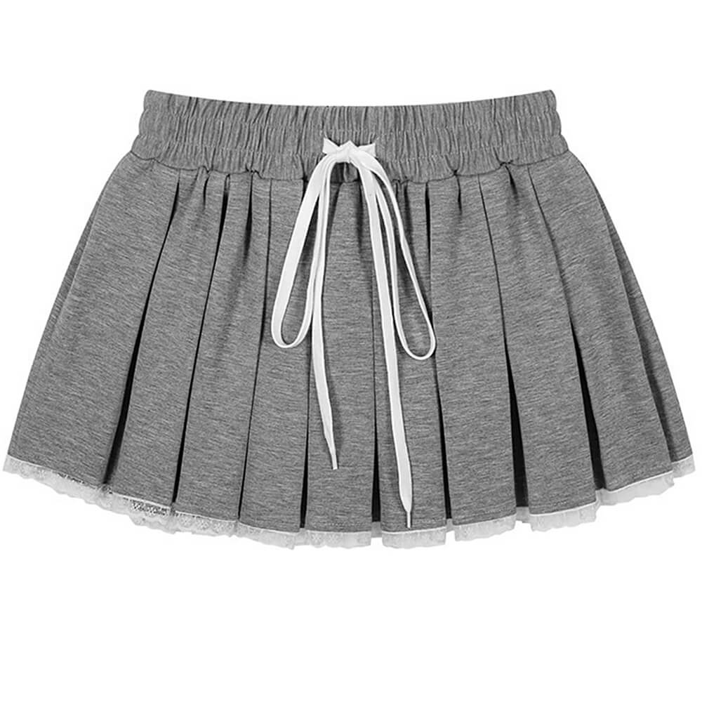 Preppy Drawstring Mini Skirt