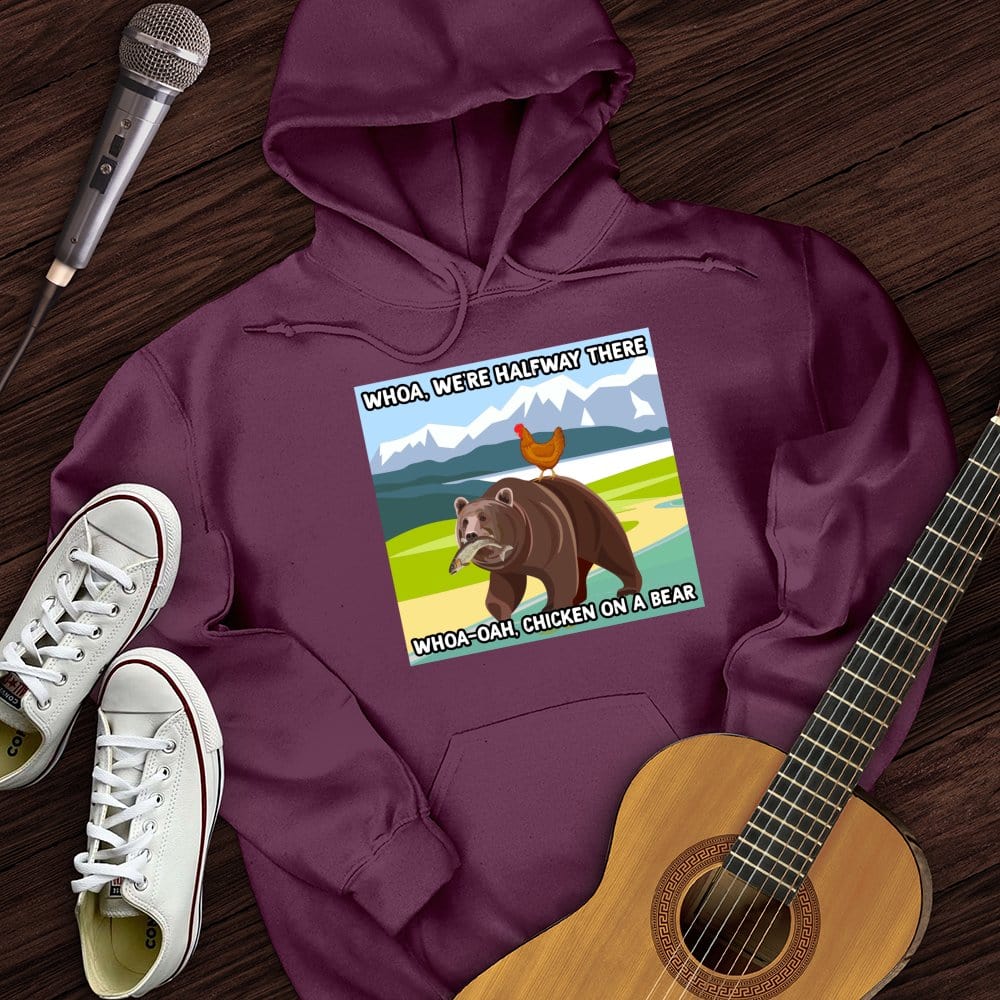 Chicken On A Bear Hoodie