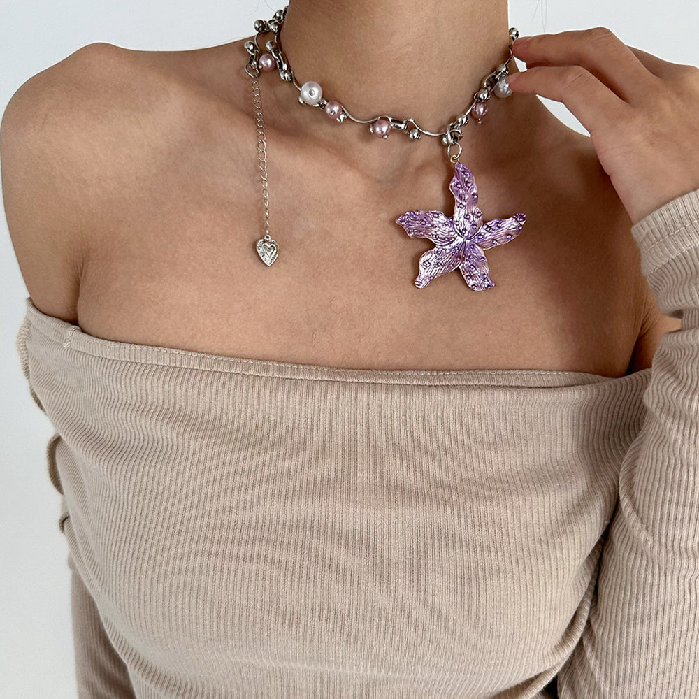 Purple Tropical Flower Choker