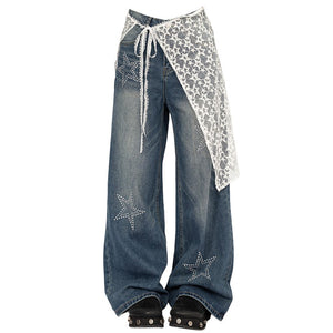 Rhinestone Star Wide Leg Jeans
