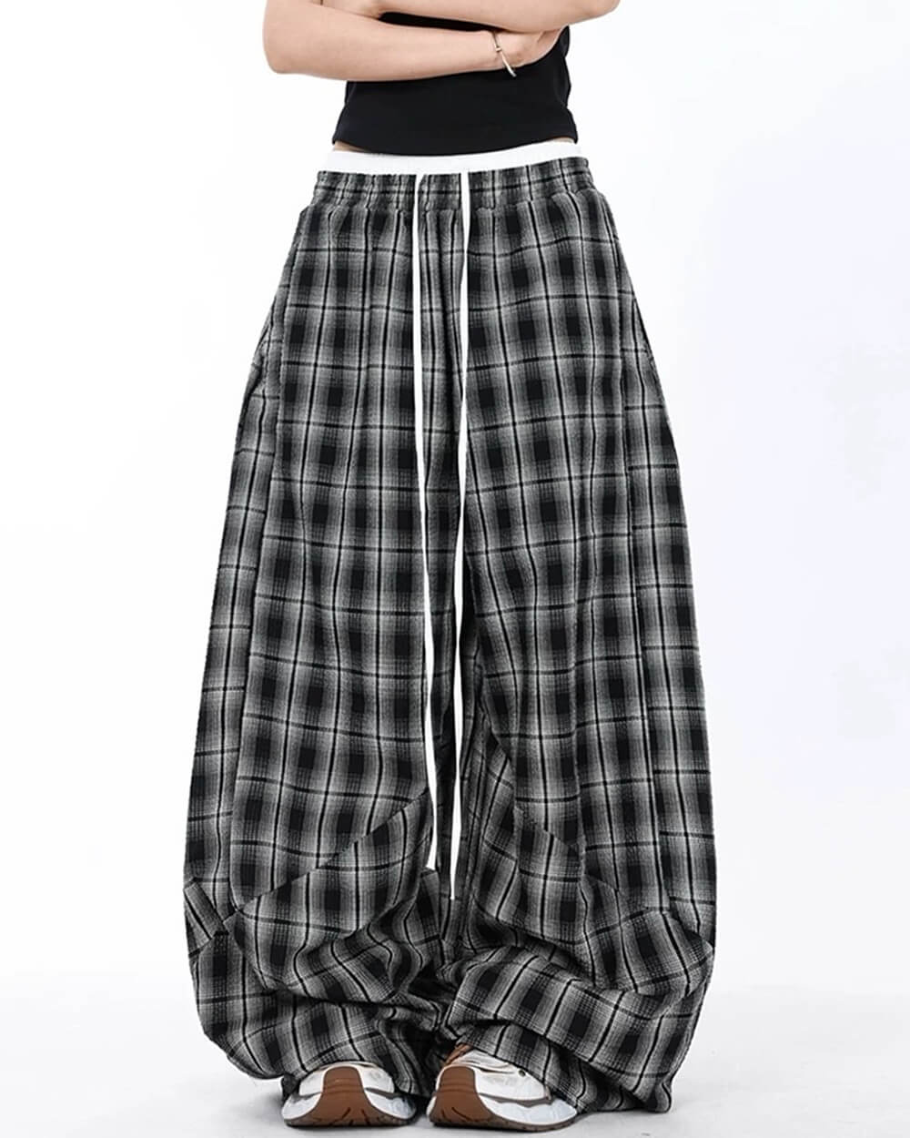 Skater Girl Plaid Wide Leg Pants