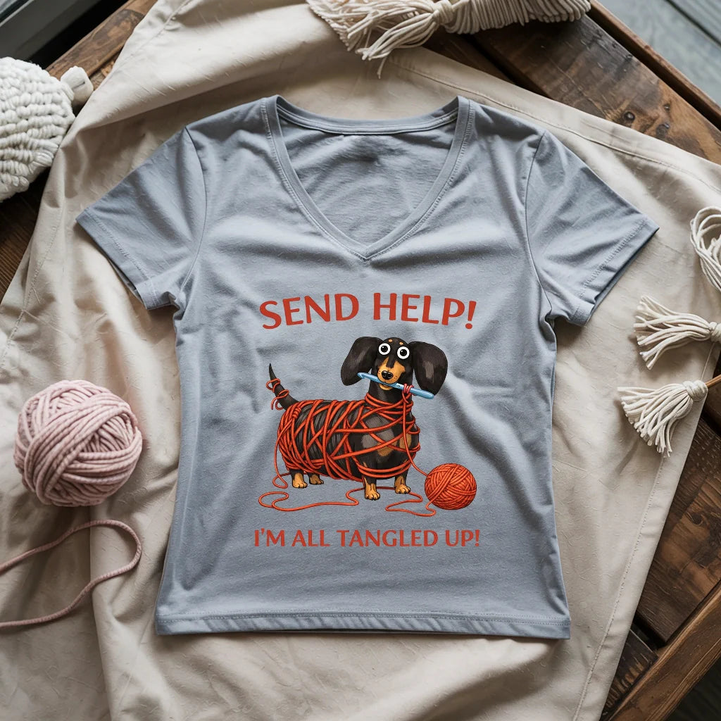 Tangled In Yarn Lady V-neck