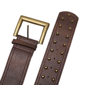 Square Buckle Studded Wide Belt