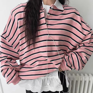 Bonjour Baby Stripe Polo Sweatshirt