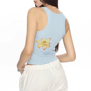 Tropical Flowers Coconut Girl Aesthetic Tank