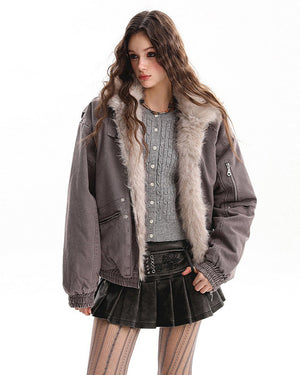 Not Your Babydoll Fur Trim Bomber Jacket