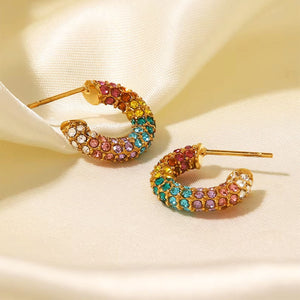 Y2K Aesthetic Rainbow Rhinestone Earrings