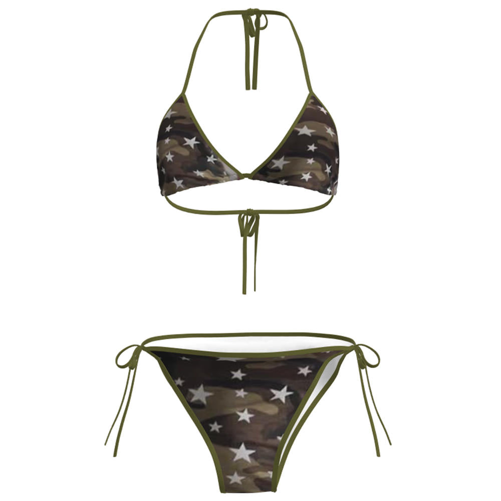 Y2K Star Pattern Camo Bikini Set