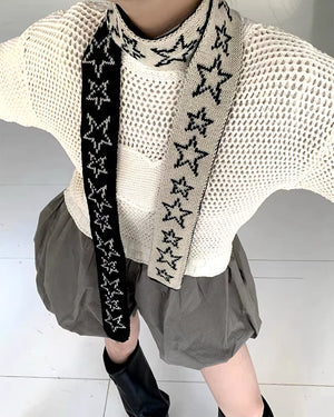 Y2K Star Skinny Scarf